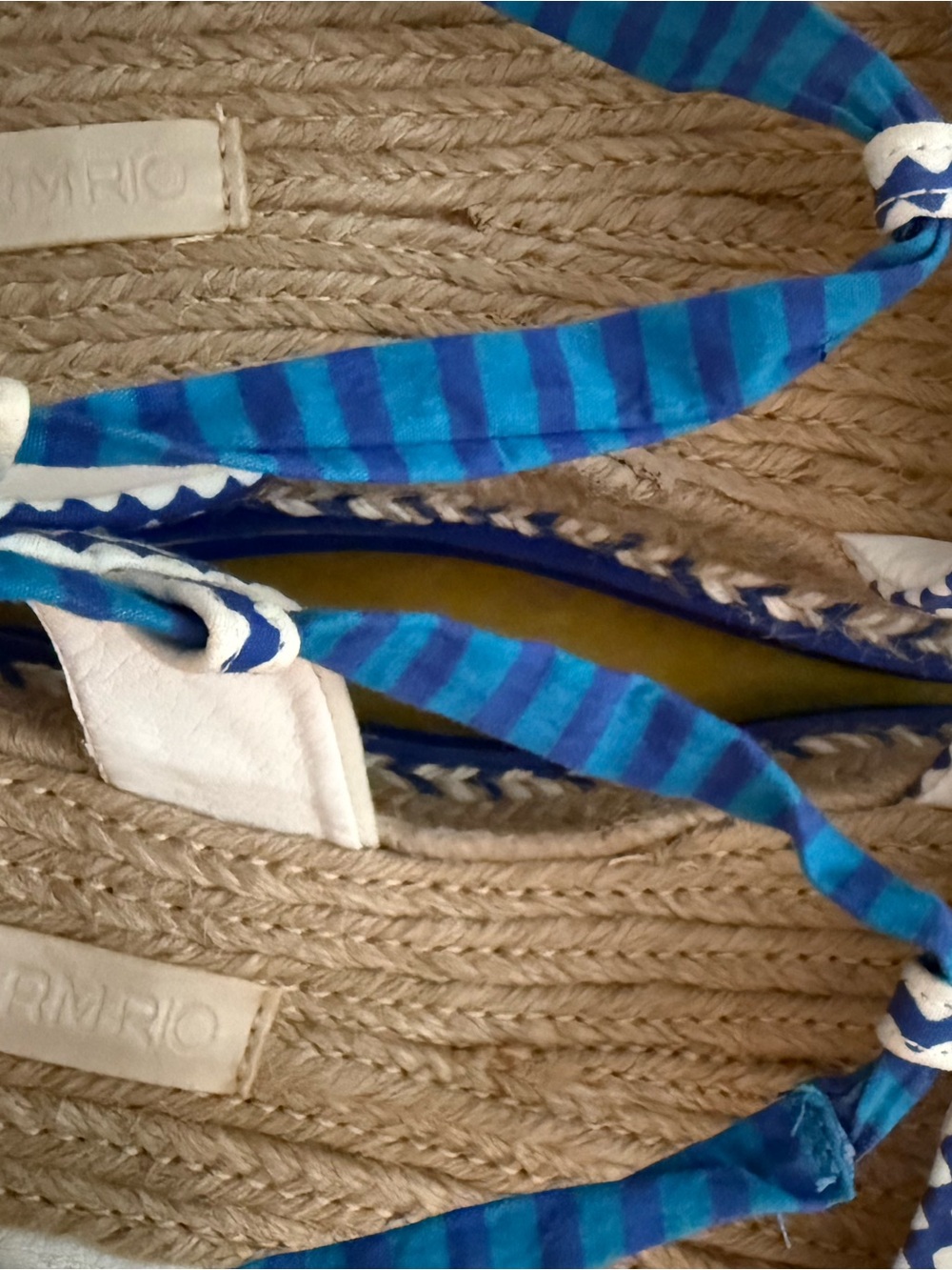 FARM Rio Blue and White Espadrille Platform Sandals - Picture 6 of 7